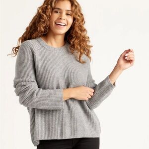 Quince Mongolian Cashmere Fisherman Crewneck Sweater - Heather Gray XL